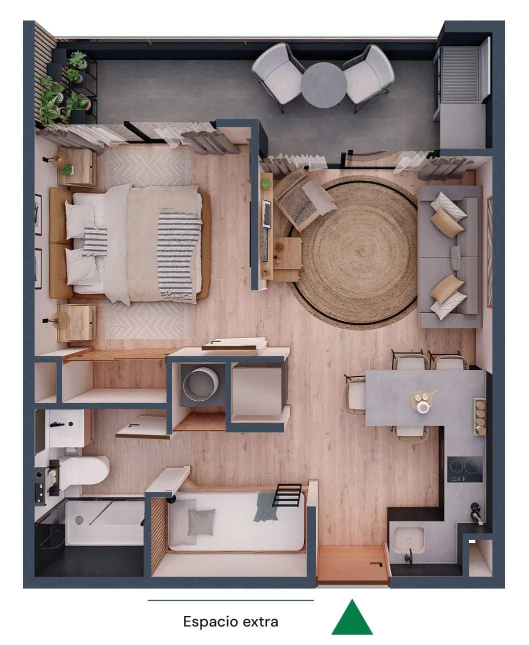 Tipo C, 1D · 1B · Espacio extra — Palguín 43, Pucón